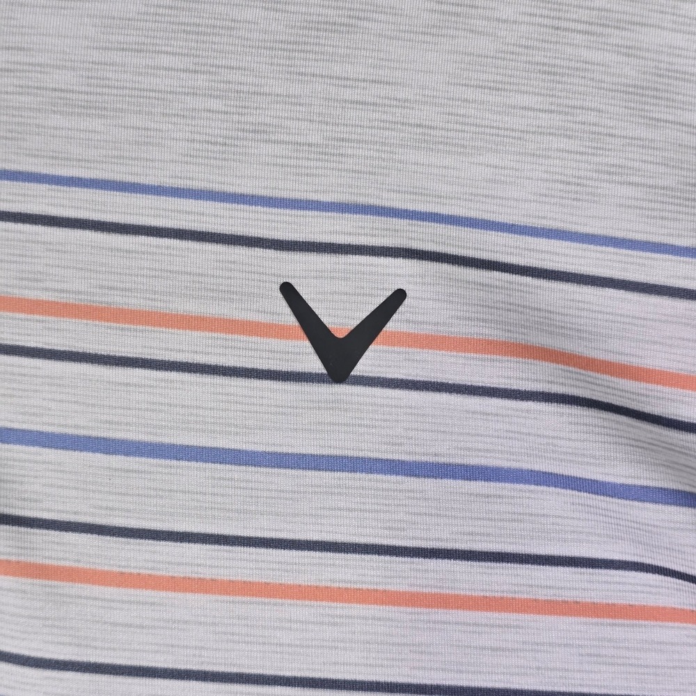 Callaway Golf Polo Shirt Mens Large Gray White Opti Dri Multi Color Chest Stripe - Picture 4 of 10